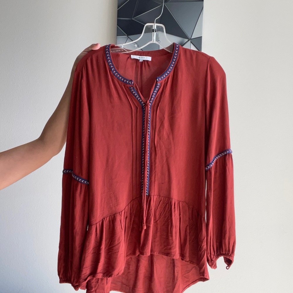 Orange boho long sleeve top